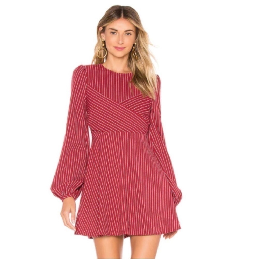 Tularosa ruby red‎ Lina pin stripe dress